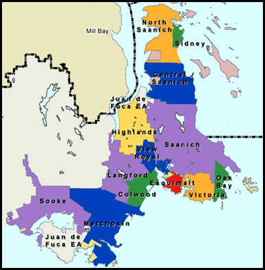 Greater Victoria municipalities (image: Greater Victoria Chamber of Commerce)